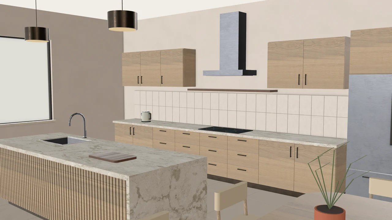 Natural oak demonstration kitchen